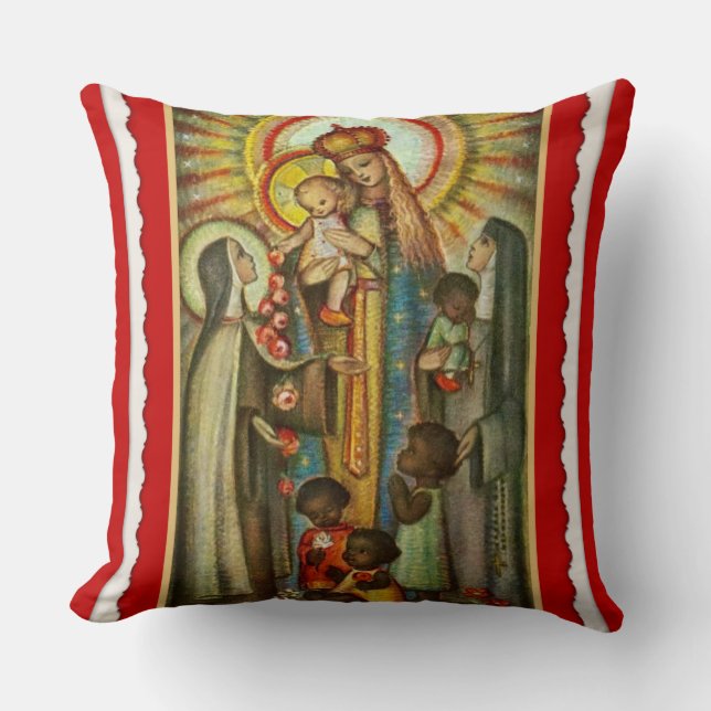 St. Therese  Katherine Drexel Mary Roses Children Throw Pillow (Front)