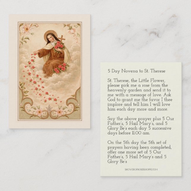 St. Therese Little Flower  Novena Holy Card (Front/Back)