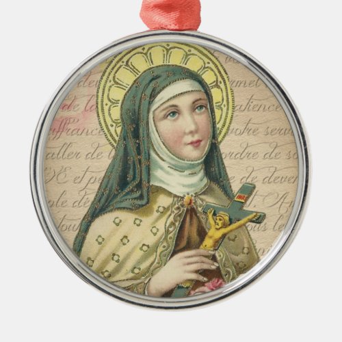St Therese of Child Jesus Roses Vintage Religious Metal Ornament