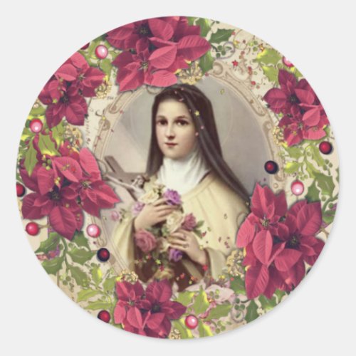 St Therese of Jesus  Christmas Floral Religious Classic Round Sticker