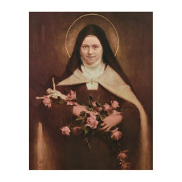 St Therese of Lisieux Devotional Image. Wood Wall Art