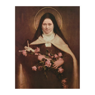 St Therese of Lisieux Devotional Image. Wood Wall Art