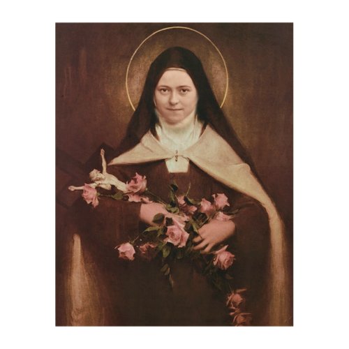 St Therese of Lisieux Devotional Image Wood Wall Art