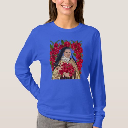 St Therese of Lisieux Flower Rose Christian T_Shirt