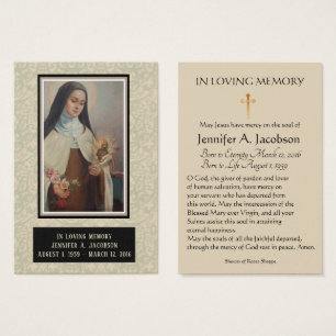 St. Therese of Lisieux Funeral Memorial Holy Card