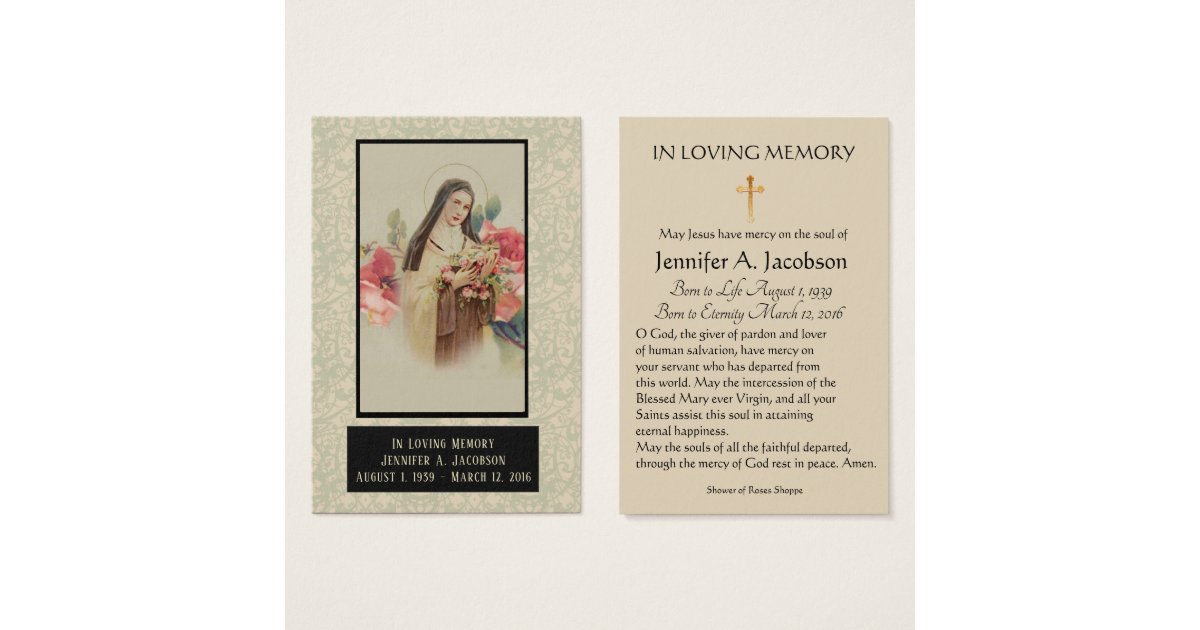 St. Therese of Lisieux Funeral Memorial Holy Card Zazzle