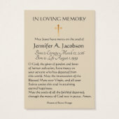 St. Therese of Lisieux Funeral Memorial Holy Card (Back)