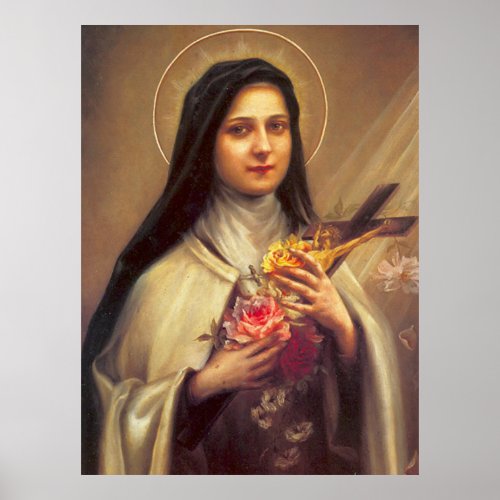 St Therese of Lisieux Little Flower of Jesus Rose Poster