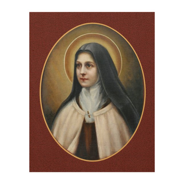 St Therese of Lisieux Portrait, Wood Wall Art (Front)