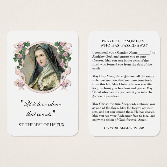 St. Therese of Lisieux  Prayer Sympathy Funeral (Front & Back)