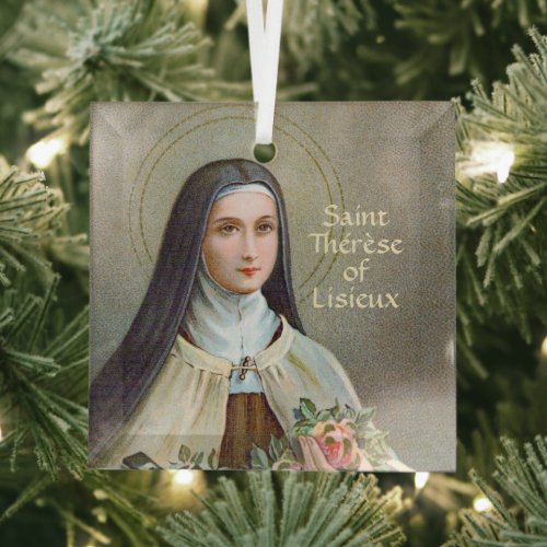 St Therese of Lisieux the Little Flower BJE 01  Glass Ornament