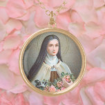 St. Therese of Lisieux the Little Flower (BJE 01) Gold Plated Necklace<br><div class="desc">Affectionately known as ‘The Little Flower, ’ St. Thérèse of Lisieux (1873-1897), who was canonized in 1925, is one of the most beloved saints of the Catholic Church. Thérèse, the youngest of the Martin children, was born into a devout French family: Both her parents Louis (1823-1894) and Zélie Martin (1831-1877)...</div>