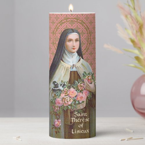 St Therese of Lisieux the Little Flower BJE 01  Pillar Candle