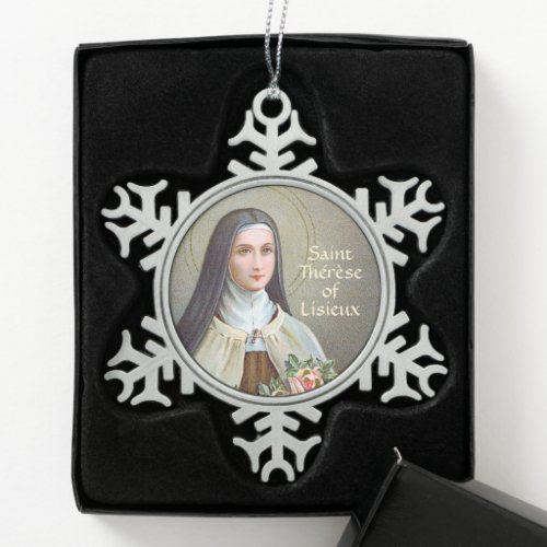 St Therese of Lisieux the Little Flower BJE 01  Snowflake Pewter Christmas Ornament