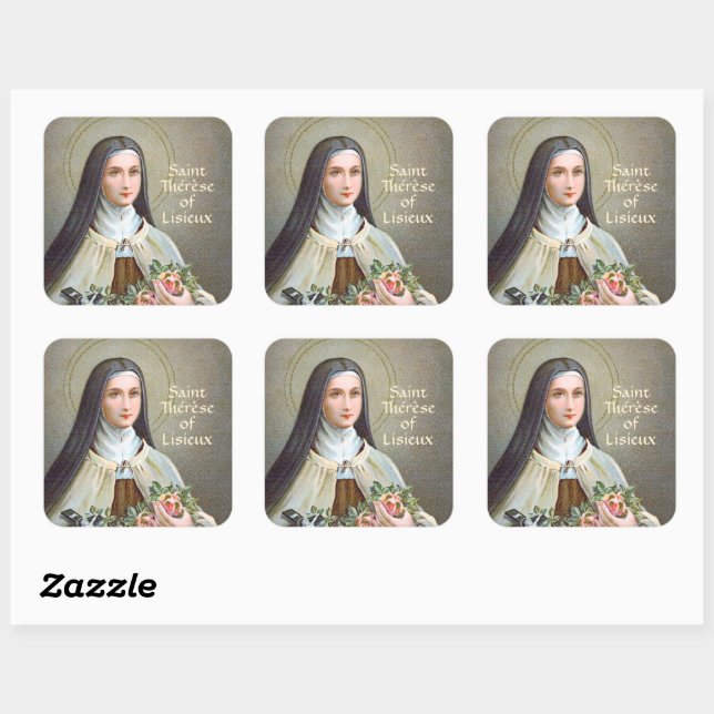St. Therese of Lisieux the Little Flower (BJE 01) Square Sticker (Sheet)