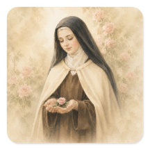 St. Thérèse of Lisieux Watercolor Rose Catholic