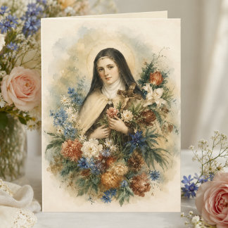 St. Thérèse of Lisieux Wildflower Bouquet Encourag Card