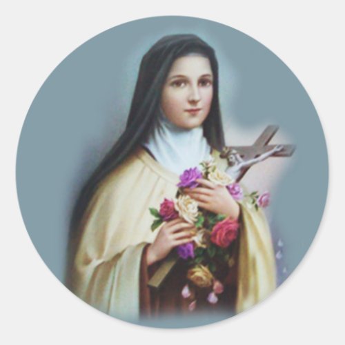 St Therese of Lisieux with crucifixroses sticker