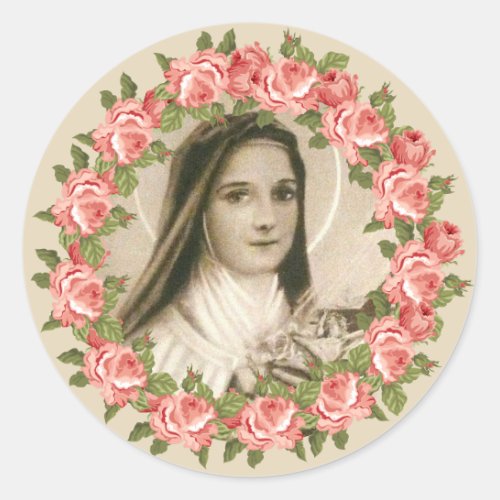 St Therese of Lisieux with crucifixroses sticker