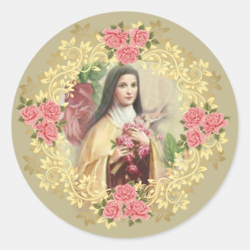 St Therese of Lisieux with crucifixroses sticker
