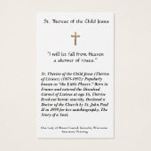 St. Therese of the Child Jesus Lisieux Holy Card (Back)
