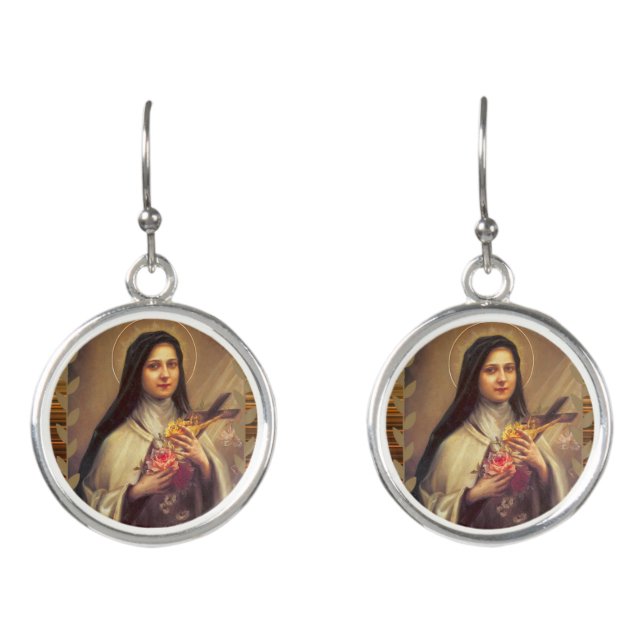 St. Therese of the Child Jesus Little Flower Earrings (Front)