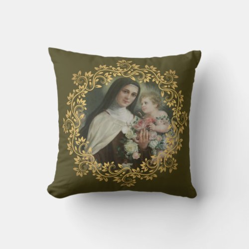St Therese of the Child Jesus Little Flower Throw Pillow