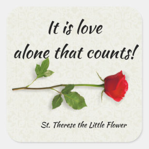 St. Therese of the Child Jesus Red Rose Square Sticker
