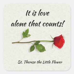 St. Therese of the Child Jesus Red Rose Square Sticker