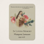 St. Therese Pink Roses Funeral Memorial Holy Card (Front)