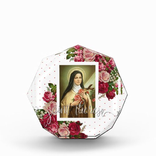 St Therese  Polka Dots  Pink Red Roses Photo Block