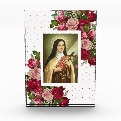 St Therese  Polka Dots  Pink Red Roses Photo Block