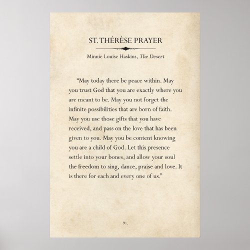 St Therese Prayer Book Page Art Poster