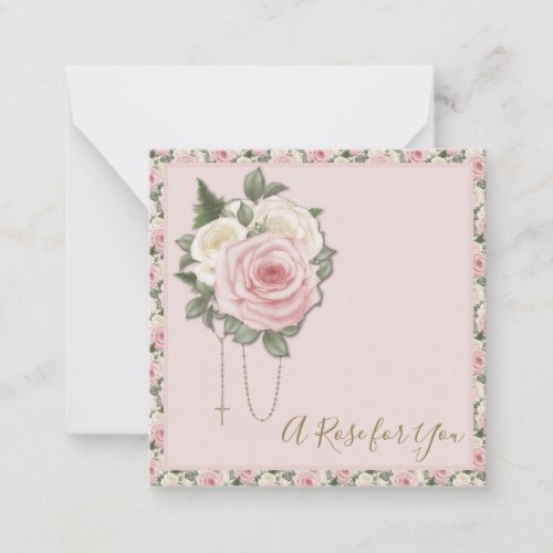 St Therese Prayer Vintage Religious Pink Roses Note Card