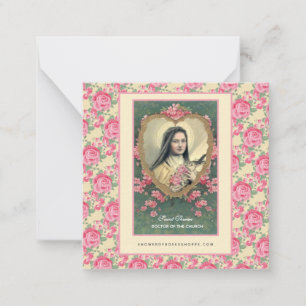St. Therese Religious Carmelite Nun Pink Roses Note Card