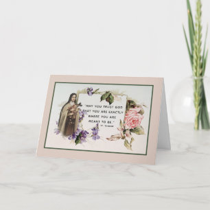 St. Therese Religious Catholic Vintage Roses Card