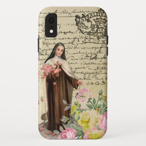 St Therese Roses Carmelite  Catholic Religious iPhone XR Case