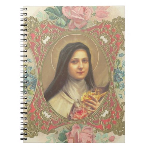 St Therese Roses  Crucifix Decorative Border Notebook