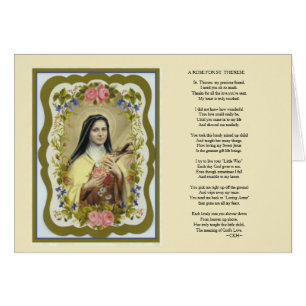 St. Therese Roses Little Flower Poem Poetry Prayer Cards