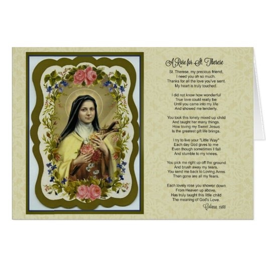 St. Therese Roses Little Flower Poem Prayer (Front Horizontal)