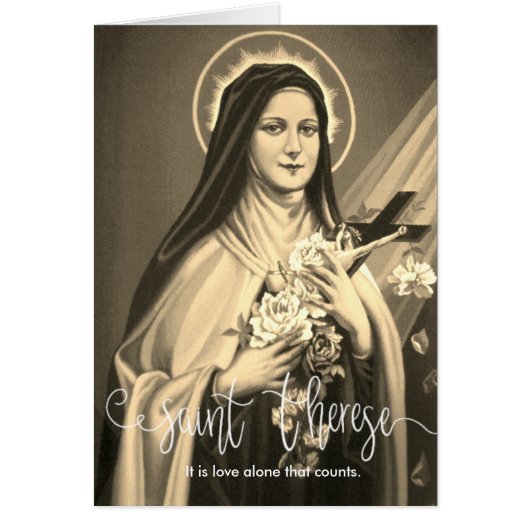 St. Therese | Sepia | White Script Overlay Cards (Front)