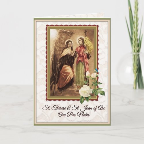 St Therese St Joan of Arc Catholic Religious  Card