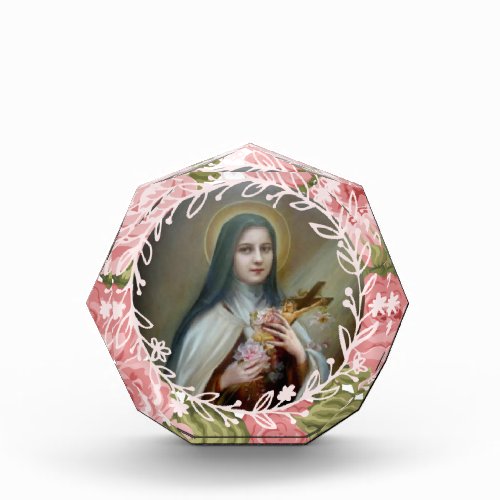 St Therese the Little Flower  Pink  Roses Photo Block
