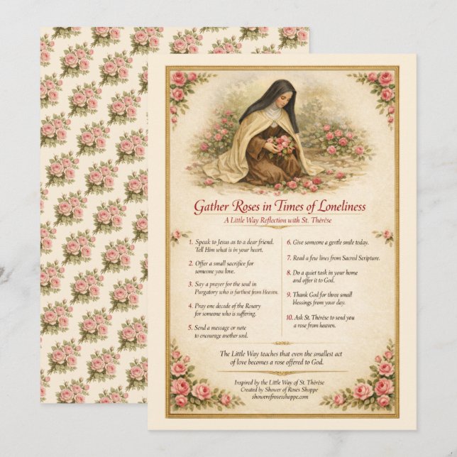 St. Thérèse the Little Flower Prayer Inspiration Note Card (Front/Back)