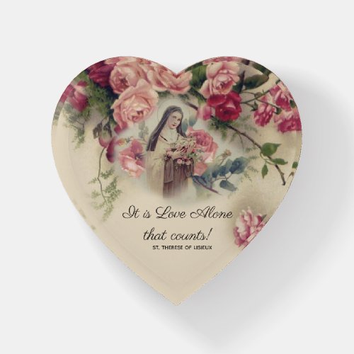 St. Therese the Little Flower Quote Roses Crucifix Paperweight