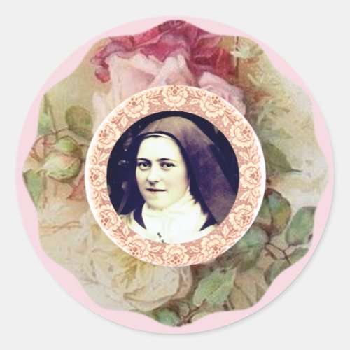 St Therese the Little Flower Roses Classic Round Sticker