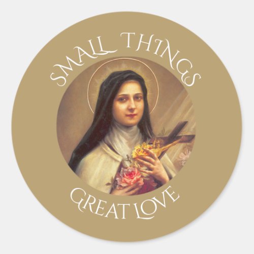 St Therese the Little Flower Roses Crucifix Classic Round Sticker