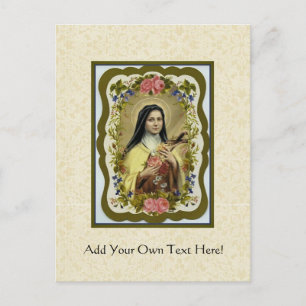 St. Therese the Little Flower Roses Crucifix Heart Postcard