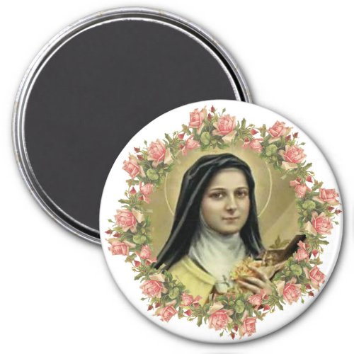 St Therese the Little Flower Roses Crucifix Magnet