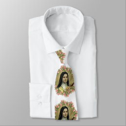 St. Therese the Little Flower Roses Crucifix Neck Tie